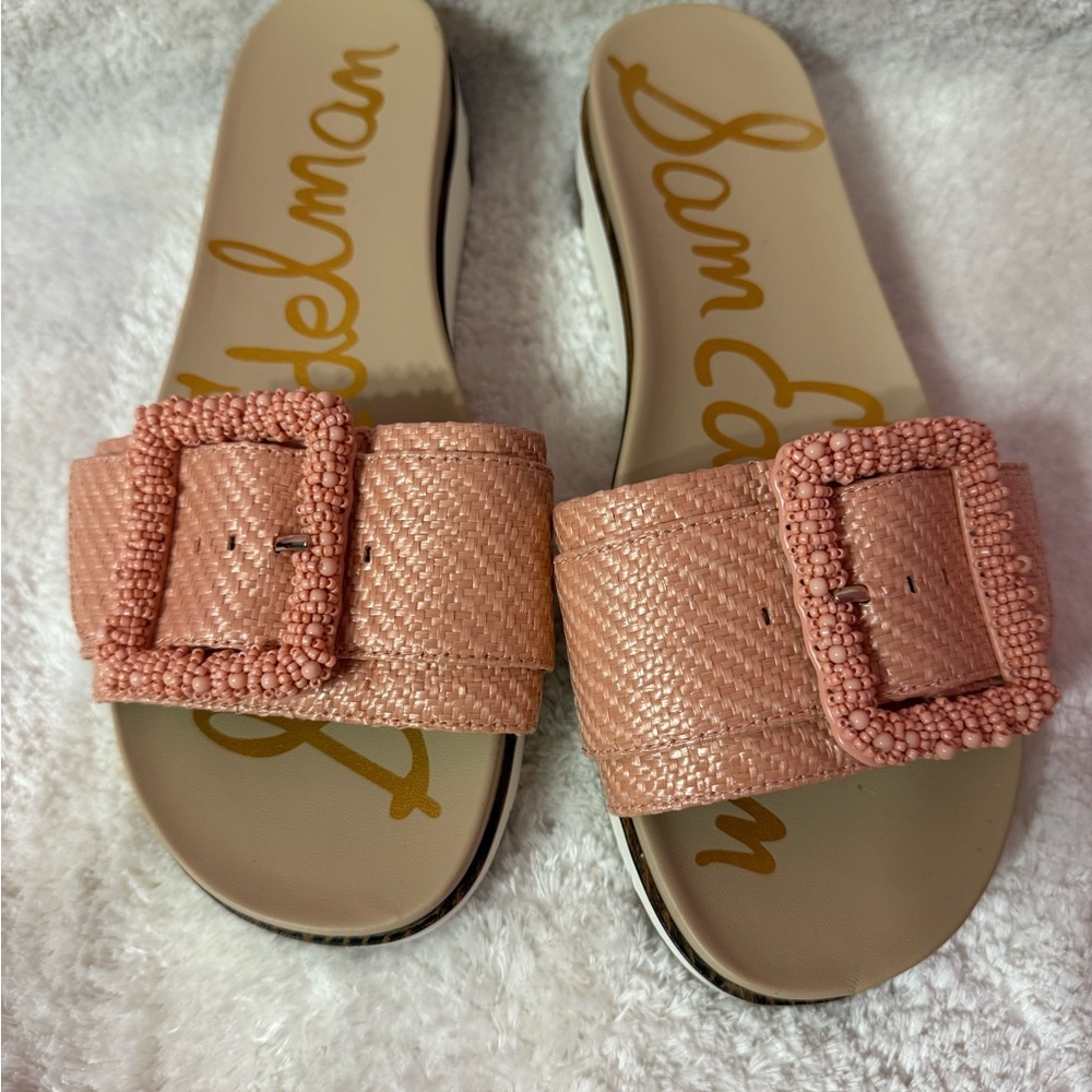Sam Edelman Women's pink Leather Ariane Slide Buckle Sandal Size 9
